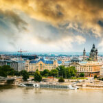 picturesque view at sunset on Budapest and Danube