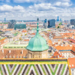 Vienna from the observation deck of the Steffl Tower of St. Stephen’s Cathedral Tower of St. Stephen’s Cathedral, Austria.